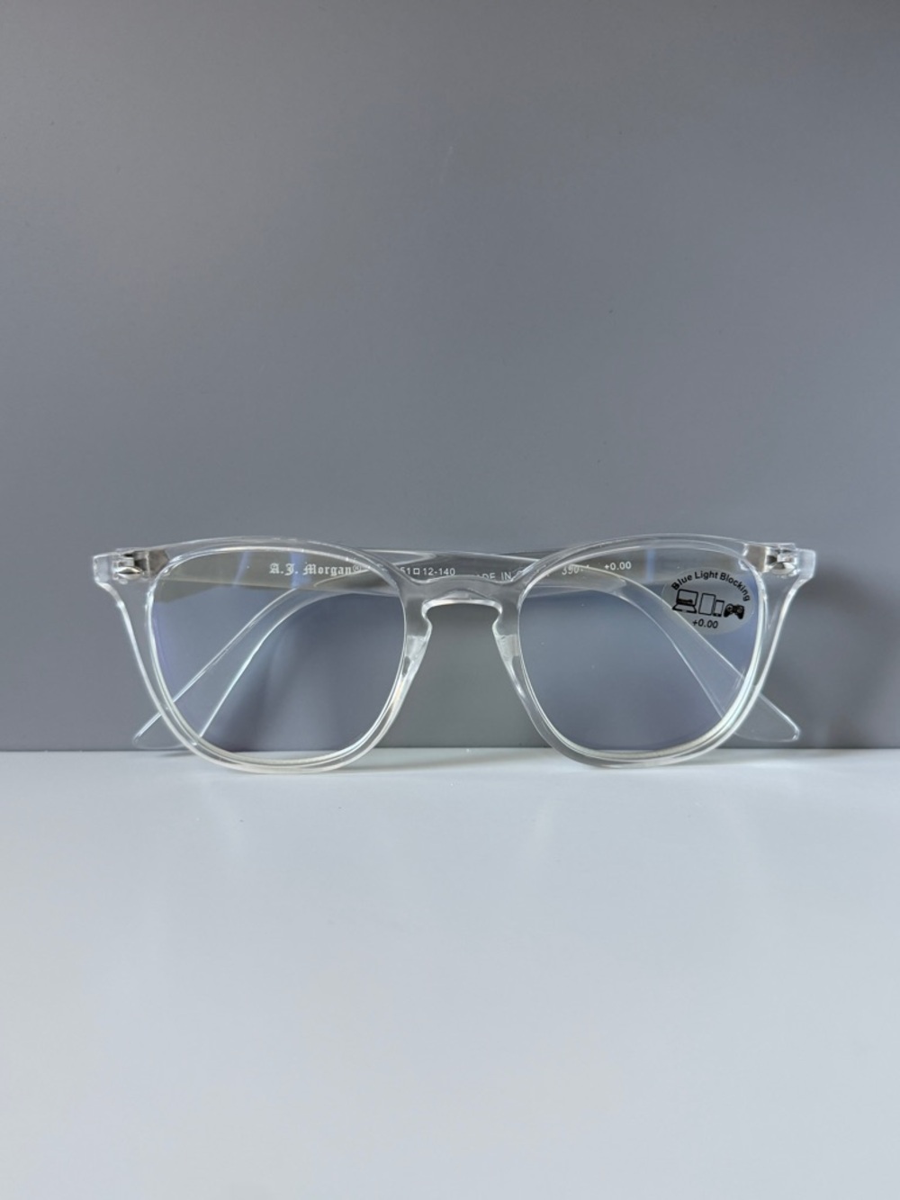 ASOS AJ Morgan clear transparent blue light blocking eye glasses